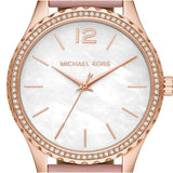 Michael Kors Layton Three-Hand White Dial Pink Leather Strap Watch for Women - MK2909 Authentic Buy Shop Now