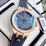 Maurice Lacroix Aikon Date Limited Edition Blue Dial Blue Leather Strap Watch For Men - AI1028-BRZ01-420-1 Authentic Buy Shop Now