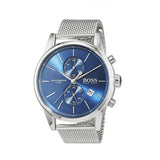 Hugo Boss Jet Blue Dial Silver Mesh Bracelet Watch for Men - 1513441 Authentic Buy Shop Now