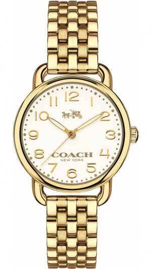 Coach Delancey White Dial Gold Steel Strap Watch for Women - 14502241 Authentic Buy Shop Now