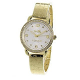 Coach Delancey Diamonds Silver Dial Gold Steel Strap Watch for Women - 14502354 Authentic Buy Shop Now
