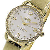 Coach Delancey Diamonds Silver Dial Gold Steel Strap Watch for Women - 14502354 Authentic Buy Shop Now