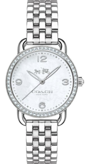 Coach Delancey Mother of Pearl Dial Silver Steel Strap Watch for Women - 14502477 Authentic Buy Shop Now