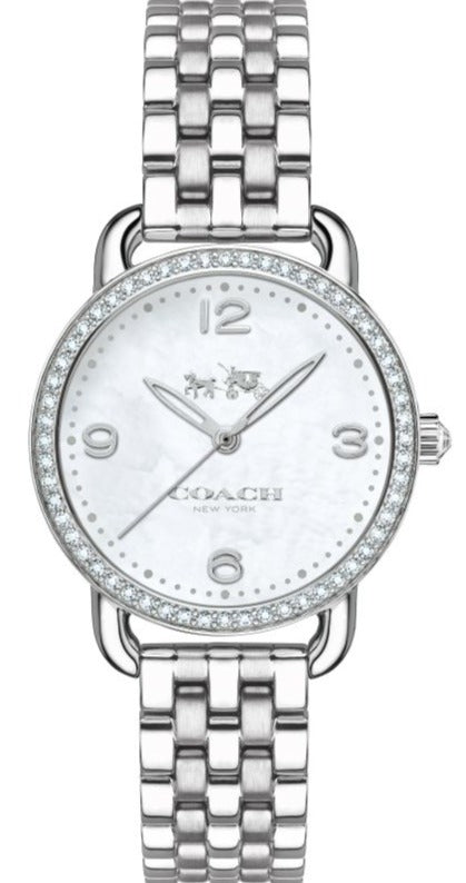 Coach Delancey Mother of Pearl Dial Silver Steel Strap Watch for Women - 14502477 Authentic Buy Shop Now