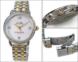 Coach Delancey Mother of Pearl White Dial Two Tone Steel Strap Watch for Women - 14502480 Authentic Buy Shop Now
