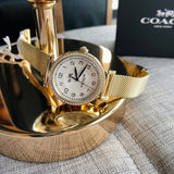 Coach Madison White Dial Gold Mesh Bracelet Watch for Women - 14502652 Authentic Buy Shop Now