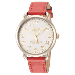 Coach Delancey Ivory Dial Orange Leather Strap Watch for Women - 14502719 Authentic Buy Shop Now