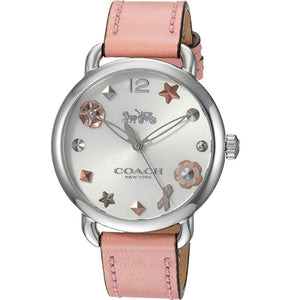 Coach Delancey White Dial Pink Leather Strap Watch for Women - 14502799 Authentic Buy Shop Now