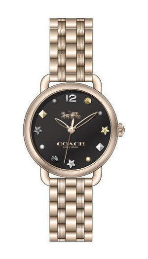 Coach Delancey Black Dial Gold Stainless Steel Strap Watch For Women - 14502813 Authentic Buy Shop Now
