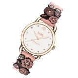 Coach Delancey White Dial Floral Pink Leather Strap Watch for Women - 14502817 Authentic Buy Shop Now