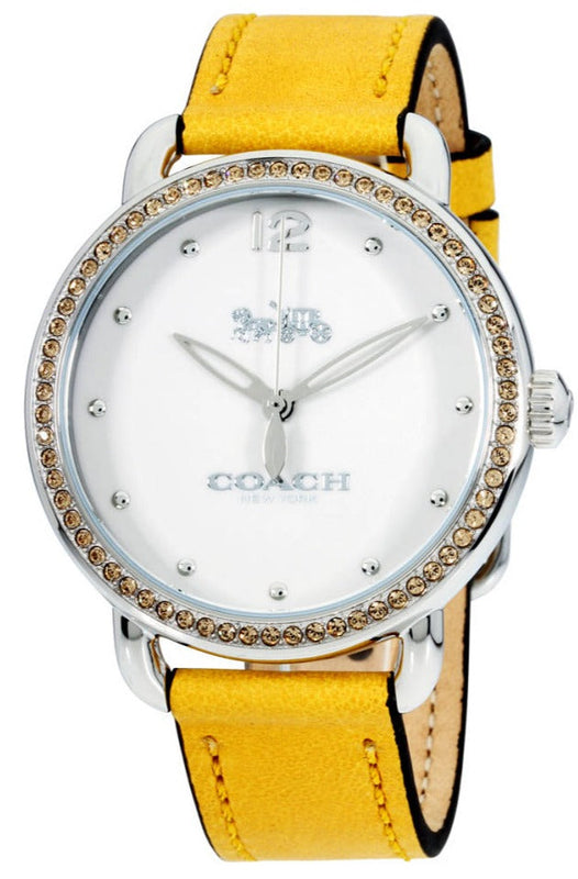 Coach Delancey White Dial Yellow Leather Strap Watch for Women - 14502882 Authentic Buy Shop Now