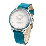 Coach Delancey White Dial Turquoise Leather Strap Watch for Women - 14502884 Authentic Buy Shop Now