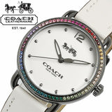 Coach Delancey Crystals White Dial White Leather Strap Watch For Women - 14502888 Authentic Buy Shop Now