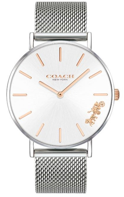 Coach Perry White Dial Silver Mesh Bracelet Watch for Women - 14503124 Authentic Buy Shop Now