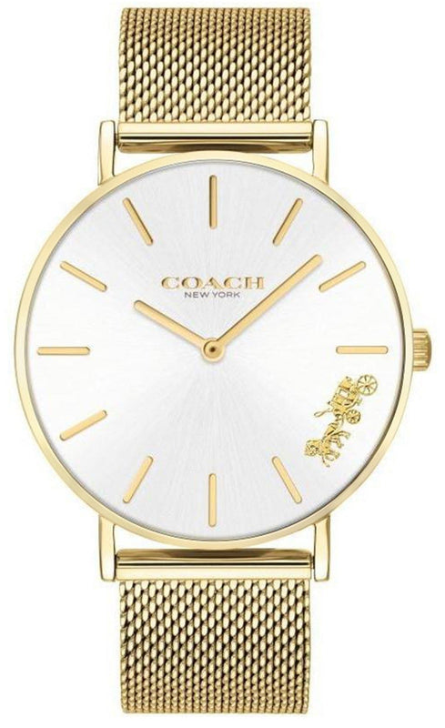 Coach Perry White Dial Gold Mesh Bracelet Watch for Women - 14503125 Authentic Buy Shop Now