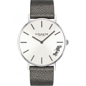 Coach Perry White Dial Grey Leather Strap Watch for Women - 14503155 Authentic Buy Shop Now