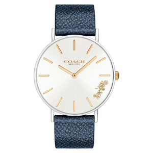 Coach Perry White Dial Blue Leather Strap Watch for Women - 14503156 Authentic Buy Shop Now