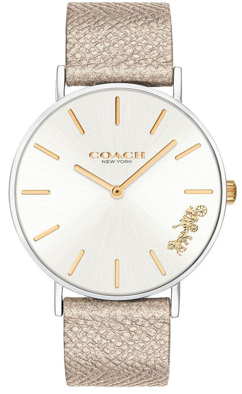 Coach Perry White Dial Beige Leather Strap Watch for Women - 14503157 Authentic Buy Shop Now