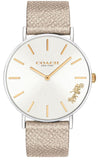 Coach Perry White Dial Beige Leather Strap Watch for Women - 14503157 Authentic Buy Shop Now