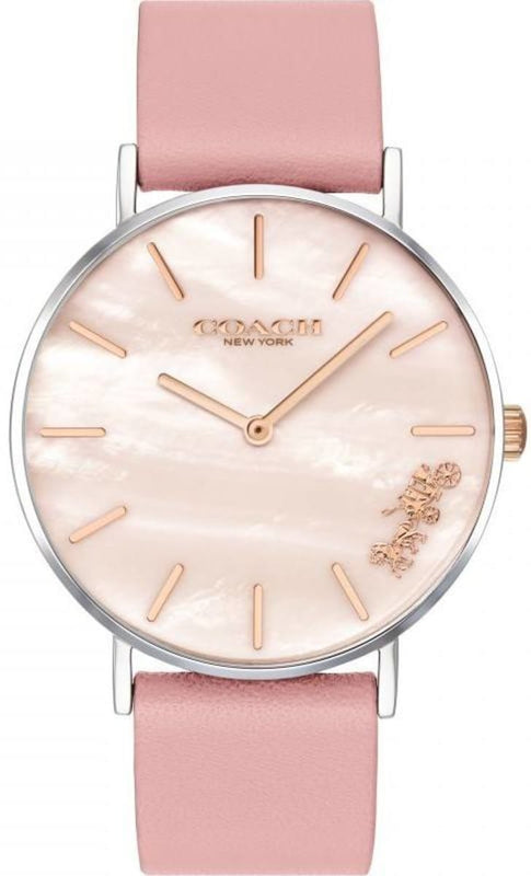 Coach Perry Mother of Pearl Pink Dial Pink Leather Strap Watch for Women - 14503244 Authentic Buy Shop Now