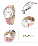 Coach Perry White Dial Pink Leather Strap Watch for Women - 14503118 Authentic Buy Shop Now
