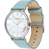 Coach Perry Mother of Pearl White Dial Blue Leather Strap Watch for Women - 14503271 Authentic Buy Shop Now