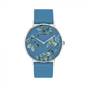 Coach Perry Floral Blue Dial Blue Leather Strap Watch for Women - 14503294 Authentic Buy Shop Now