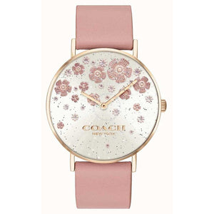 Coach Perry Silver Dial Pink Leather Strap Watch For Women - 14503325 Authentic Buy Shop Now