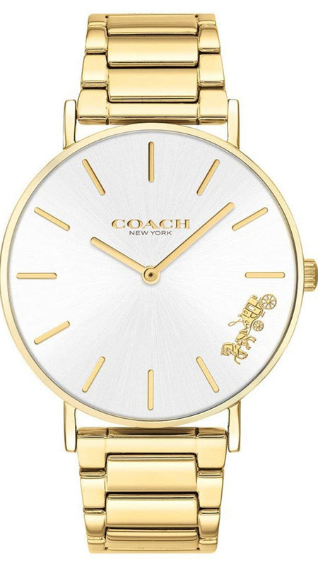 Coach Perry White Dial Gold Steel Strap Watch for Women - 14503345 Authentic Buy Shop Now