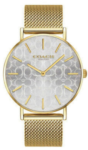 Coach Perry Silver Dial Gold Mesh Bracelet Watch for Women - 14503385 Authentic Buy Shop Now