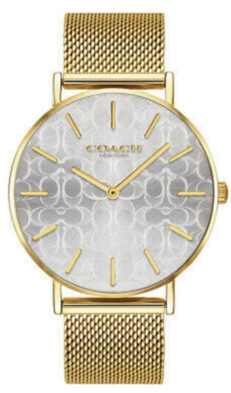 Coach Perry Silver Dial Gold Mesh Bracelet Watch for Women - 14503385 Authentic Buy Shop Now