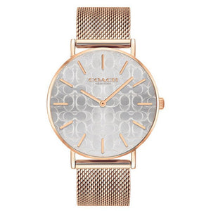Coach Perry Silver Dial Rose Gold Mesh Bracelet Watch for Women - 14503386 Authentic Buy Shop Now