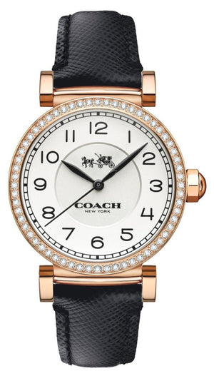 Coach Madison White Dial Black Leather Strap Watch for Women - 14503396 Authentic Buy Shop Now