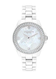 Coach Preston Mother of Pearl Dial White Steel Strap Watch for Women - 14503661 Authentic Buy Shop Now