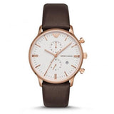 Emporio Armani Retro Quartz White Dial Brown Leather Strap Watch For Men - AR1936 Authentic Buy Shop Now