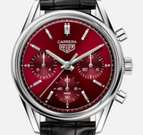 Tag Heuer Carrera Automatic Chronograph Red Dial Black Leather Strap Watch for Men - CBK221G.FC6479 Authentic Buy Shop Now