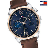 Tommy Hilfiger Deacan Blue Dial Brown Leather Strap Watch for Men - 1791549 Authentic Buy Shop Now
