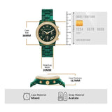 Michael Kors Runway Chronograph Green Dial Green Steel Strap Watch for Women - MK7422 Authentic Buy Shop Now