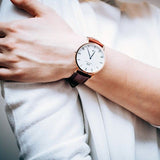 Daniel Wellington Dapper St Mawes White Dial Brown Leather Strap Watch For Men - DW00100083 Authentic Buy Shop Now
