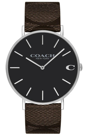 Coach Charles Black Dial Brown Leather Strap Watch for Women - 14602156 Authentic Buy Shop Now