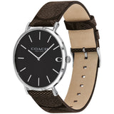 Coach Charles Black Dial Brown Leather Strap Watch for Women - 14602156 Authentic Buy Shop Now