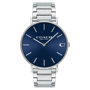 Coach Charles Blue Dial Silver Steel Strap Watch for Men - 14602429 Authentic Buy Shop Now