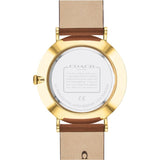 Coach Charles Gold Dial Brown Leather Strap Watch for Women - 14602433 Authentic Buy Shop Now