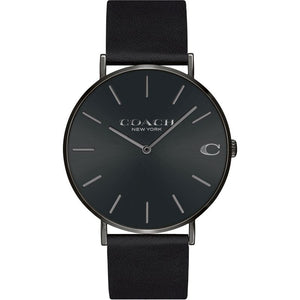 Coach Charles Black Dial Black Leather Strap Watch for Men - 14602434 Authentic Buy Shop Now