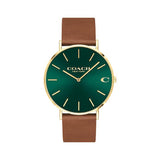 Coach Charles Green Dial Brown Leather Strap Watch for Men - 14602435 Authentic Buy Shop Now