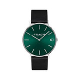 Coach Charles Green Dial Black Leather Strap Watch for Men - 14602436 Authentic Buy Shop Now