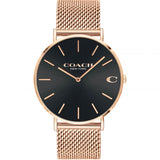 Coach Charles Black Dial Rose Gold Mesh Bracelet Watch for Men - 14602552 Authentic Buy Shop Now