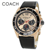 Coach Kent Chronograph Rose Gold Dial Black Leather Strap Watch for Men - 14602559 Authentic Buy Shop Now