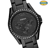 Fossil Riley Multifunction Black Dial Black Steel Strap Watch for Women - ES4519 Authentic Buy Shop Now