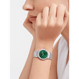 Bvlgari Bvlgari Bvlgari Lady Green Dial Silver Steel Strap Watch for Women - BVLGARI103693 Authentic Buy Shop Now